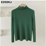 Knitted Women turtleneck Sweater Pullovers spring Autumn Basic Women high neck Sweaters Pullover Slim