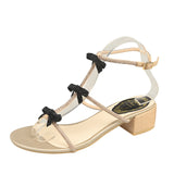 Breakj And Summer 2025 New Water Drill Sandals Gold Fine-Banded Air Coarse Heel Shoes With