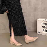 Breakj 5Cm High Rivet Tip Light-Mouthed Single-Shoe Women 2025 Summer New One-Legged Stubble Shoes Boat