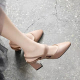 High-Heeled Sandals Women's Shoes 2023 Summer New Cowhide Thick-Heeled Fairy Shoes With