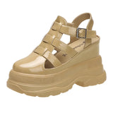 Breakj Buckle Platform Sports Sandals Women's Hollow Out Roman Sandals 2023 Summer New Web Celebrity Platform