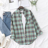 Casual Women's Plaid Shirt 2021 Autumn New Boutique Ladies Loose Blouse and Tops Female Long Sleeve Blouses