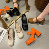 Breakj Temperament Coarse Retro Single-Shoe Women In The Fall Of 2025 New Bright And Shallow Students Mary Jane Small Leather