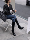 Design! Very Comfortable ~ Brown Pointed High Heels But Thin Knees, Skinny Boots, Thin Heels, High Elastic