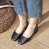 Breakj Women's Coarse Heel Shoes In The New Working Shoes Heel Shoes Large Leather Single Shoes Comfortable Commute Single