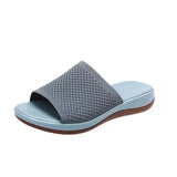 Breakj Size Thick Low Slippers Female Polyurethane Bottom Lightweight Flying Knit Pine Cake Low One Line Beach