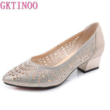 2021 New Summer Fashion Pumps Cut-outs Women Crystal Casual Ladies Shoes High Heels Tenis Feminino Genuine