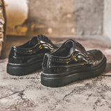 Breakj New Leather Shoes Men's British Korean Version Pointed Patent Leather Shoes Business Wear Casual Lace Shoes