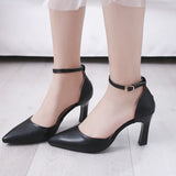 Women Sandals Elegant Pointed Buckle Strap High Heels Wedding Shoes Heeled Pumps Sandals White Black Fashion Women
