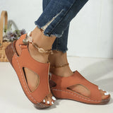 Breakj Asia Large-Size Magic Thick-Soled Sandals Women's Car Sewing Breathable Hollow Slopes And Beach