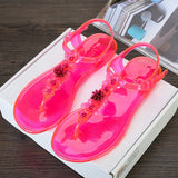 Handwork Flower Women jelly Sandals 2024 New Clip Toe Flip Flops Shoes Female Flat Casual Beach Holiday Non-slip