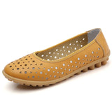 Women Casual Shoes Leather Slip-on Lofers Ladies Non-slip Flats Shoes Cut Out Breathable Women's Moccasins Zapatos