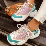 Chunky Sneakers Female Lace Up Platform Vulcanized Ladies Zip Breathable Comfort Flat Woman Casual Walk Shoes Plus