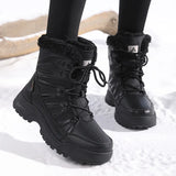 Breakj Plus Velvet Women Snow Boots High Help Cotton Boots Northeast Outdoor Cotton Shoes Warm Boots Fashion Leisure