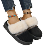 Breakj Cotton Slippers Lady Winter Home Wearing Retro Anti-Slip Thick Bottom Plus Velvet Warm Moon