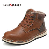 Winter Genuine Leather Ankle Boots High Top Men Casual Shoes Non-slip Super Warm Snow Boots High Quality Fashion