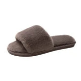 Slippers Wool Slippers Indoor Home Autumn And Winter Short Plush Flat Bottom Open Drag A Large Size