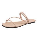 Summer New Two Wear Sandals Female Fashion Korean Version Of A Word With Sandals Casual Flat Outside Wear Slippers