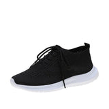 Sneakers Women Fashion Knitting Soft Vulcanized Flat Shoes Platform Lace Up Mesh Comfortable Ladies Casual Footwear