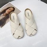 Fashion Weave Women Half Slippers Outdoor Flat Slip-on Sandals Vacation Ladies Slides Women Mules Casual