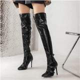 Women's Boots 2022 New Winter Belt Buckle High-heeled Boots Catwalk Nightclub Party Over-the-knee Boots 48 Large