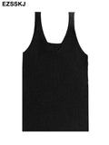 high quality chic basic V-NECK Camisole female Summer white knit tank top Women sexy sleeveless tank