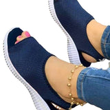 Breakj Summer New Thick-Soled Net Surface Knitted Fish Mouth Women's Sandals Large-Size One-Legged Pedal Women's