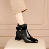 Women's Boots Fall 2023 New Add Down Fashion Boots Women's Thick Heel Square Head Large Size Black Coffee Ankle Boots