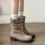 Breakj British Style Coarse And Martin Boots 2025 Autumn And Winter New Thin Pile In The Boots Sleeves Short
