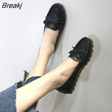 Genuine Leather Flats Casual Slip On Loafers Woman Shoes Comfortable Soft Bottom Flat Shoes Vintage Style Woman