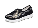 Breakj Men's Shoes Embroidered Korean Cloth Shoes Social Embroidery Flower Bean Shoes Lazy Tide Sail Flat Cloth