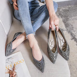 Women's Ballet Flats 2024 New Rhinestones Flat Casual Loafers Female Plus Size 43 Slip on Boat Shoes Chaussure