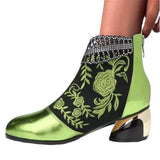 Breakj And Ethnic Women's Shoes Embroidered Rough And Autumn And Winter Women's Boots Large Size Martin Women's Short Boots 2025