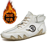 All-match Men Leather Casual Shoes Outdoor Quality Lace-up Male Footwear Winter Warm Lined Sneaker Comfort