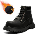 Breakj Men's Thick Platform Increased British Wind Winter Velvet High Top Motorcycle Cargo Ankle Boots