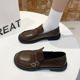 Lolita Heart buckle women's loafers Mary Jane Shoes Women Cute Kawaii Chunky Platform Flats Fashion Designer Leather