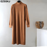 Autumn Winter oversize loose long thick Sweater Dress Women long Sleeve straight maix Dress female warm long knit