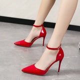 High Heels Sexy Buckle Sandals Pointed Toe Stiletto High Heels 2022 Fashion All-match New Summer Women's Shoes