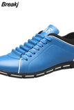 Men Fashion Solid Leather Business Sport Flat Round Toe Casual Shoes Men's Casual Shoes Fashion Summer Casual Shoes Men
