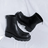Breakj 2023 New Square Head Thick Bottom Male Rear Zipper Youth Low Tube Medium Heel High Top Martin