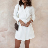 Office Elegant Solid Color Lapel Dress Autumn Long Sleeve Slim Fit Cardigan Jacket 2022 Fashion Waist A-Line Skirt Ladies