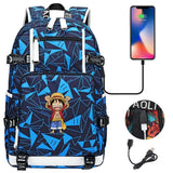 Anime ONE PIECE Schoolbag USB Charge backpack plugged into the headset cord backpack for boys and girl men women travel
