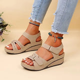 Breakj Summer Women's Slope And Thick-Soled Casual Sandals Pure Color Magic Stick With