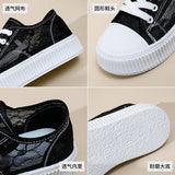 Breakj Summer New Korean Ins Breathable Small White Shoes Women's Hollow Out Casual Board Shoes Thick Platform Joker Loose Cake Shoes