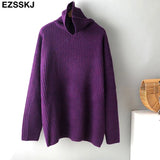 Autumn Winter highneck thick oversize Sweater pullovers Women 2021 LOOSE sweater pullovers female Long