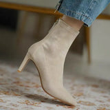 High Heel Boots Women's 2021 New Korean Style Autumn and Winter Mid Heel Stretch Thin Boots Pointed Toe Sock Boots