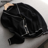 white black solid Sweater cardigans jacket ladies new women thick sweater coat v-neck cardigan jacket coat