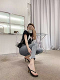 Toe Sandals Women's Word Flip-Flops, High Heels, Stilettos, Fashionable Slippers, Square Heads And Summer