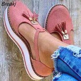 Summer Fashion Women Casual Shoes Fringe Buckle Ladies Sandals Outdoor Sports Height Increase Closed Toe Comfort