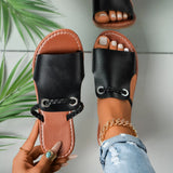 Breakj 2025 Summer New Slippers Women Solid Color Weaving Simple Daily Beach